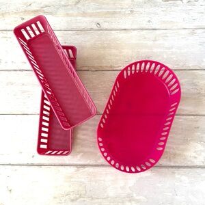 Storage Basket Drawer Organizers Set of 3 Pink Colors Home Storage Decor